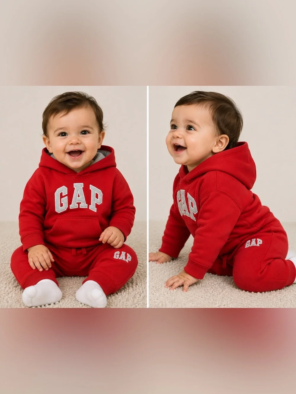 GAP BABY LOGO 2PC SWEATSUIT - RED WAGON SIZE 6-12 MONTHS (NEW WITH TAGS) A13